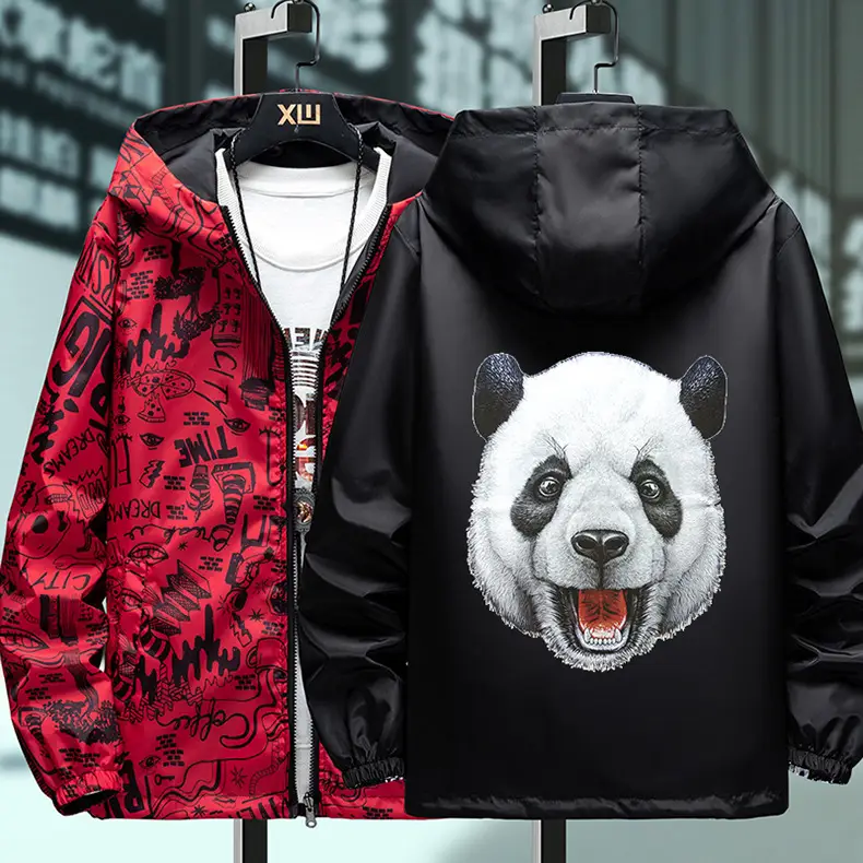 Men's Graphic Print Hoodie Jacket Black Spring Autumn — feature 12