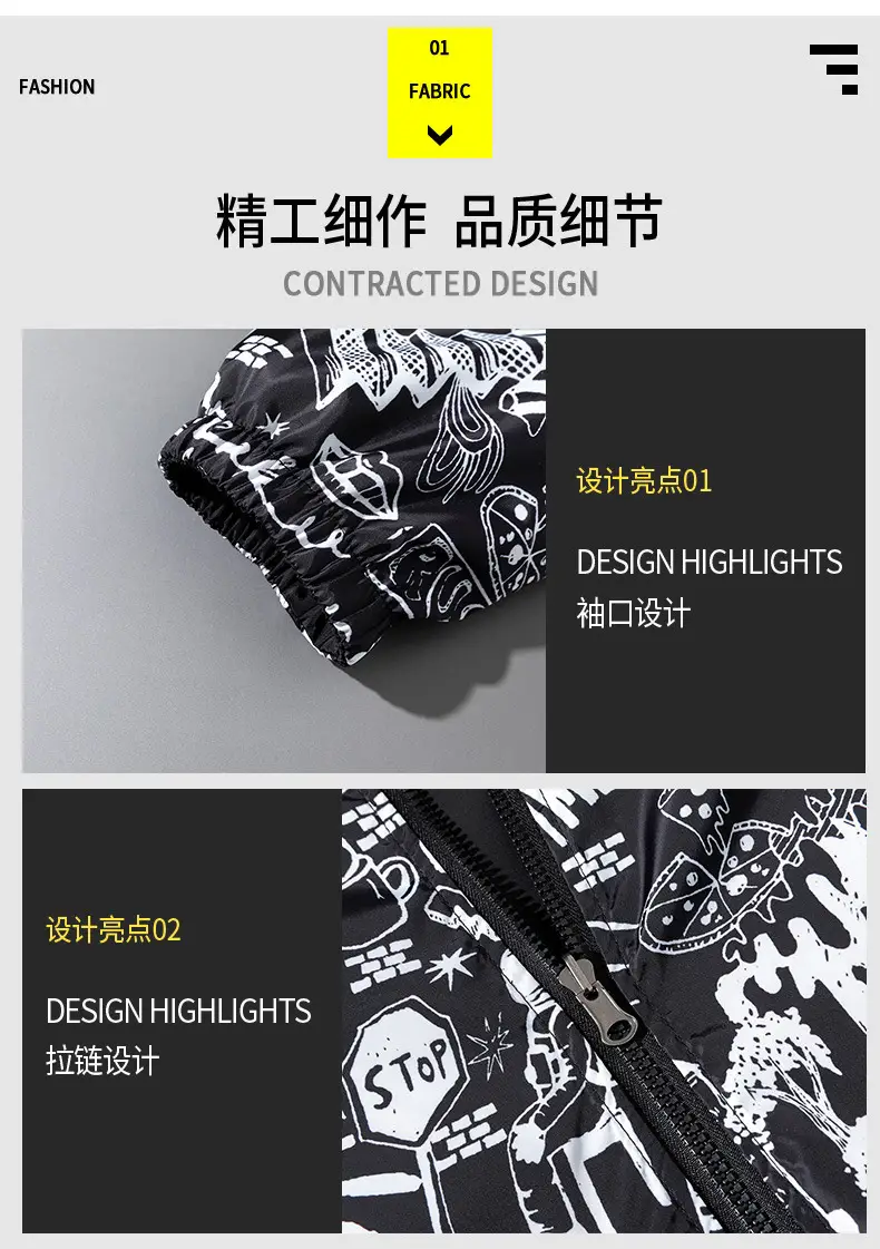 Men's Graphic Print Hoodie Jacket Black Spring Autumn — feature 4