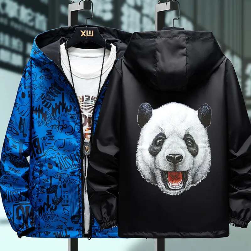 Men's Graphic Print Hoodie Jacket Black Spring Autumn - Image 4