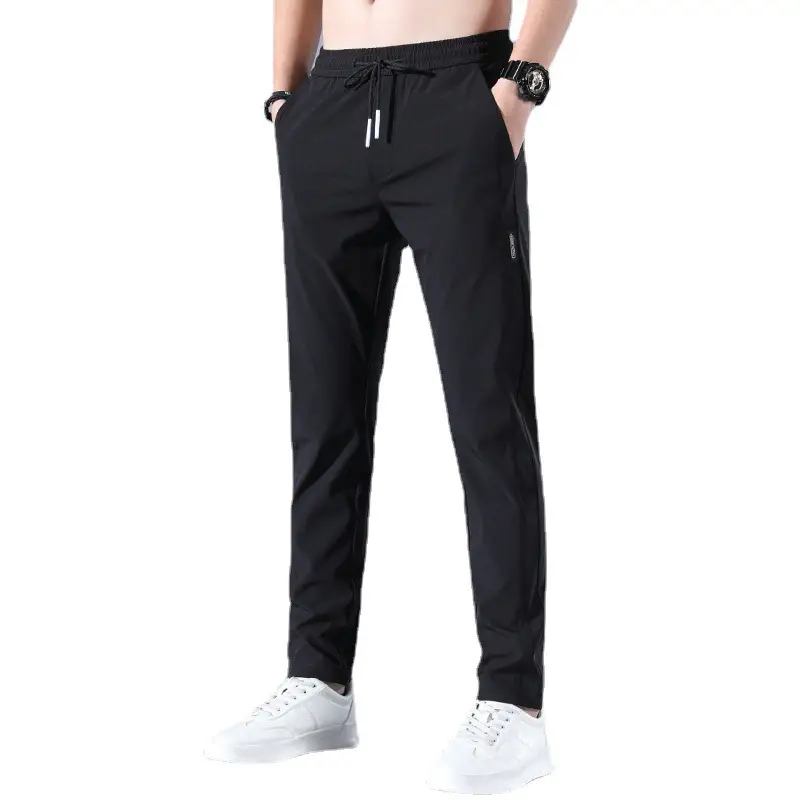 Men's Grey Ice Silk Slim Fit Pants 2025 Summer - Image 9