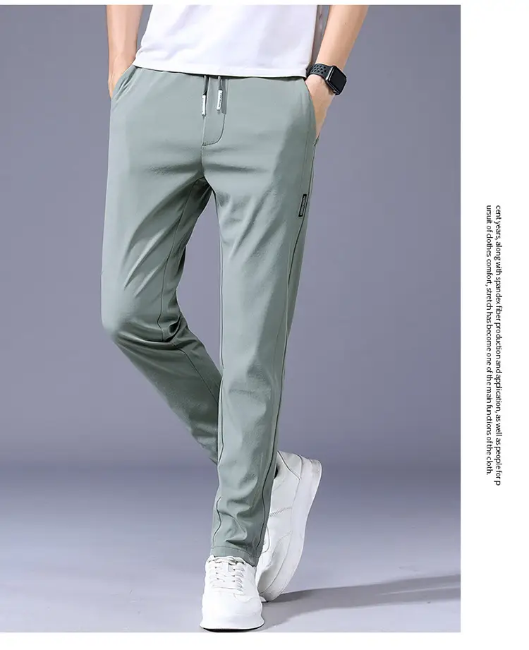 Men's Grey Ice Silk Slim Fit Pants 2025 Summer — feature 6
