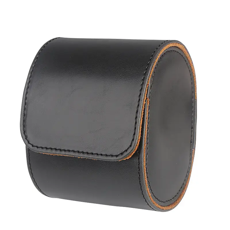 Men's Pu Leather Watch Box with Pillow Storage