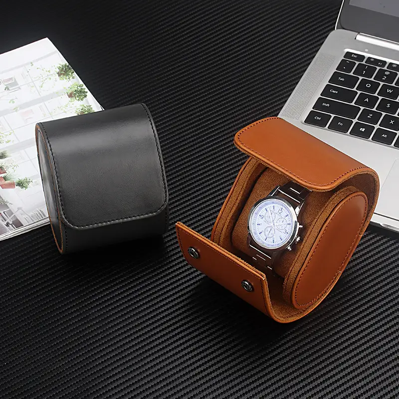 Men's Pu Leather Watch Box with Pillow Storage — feature 3