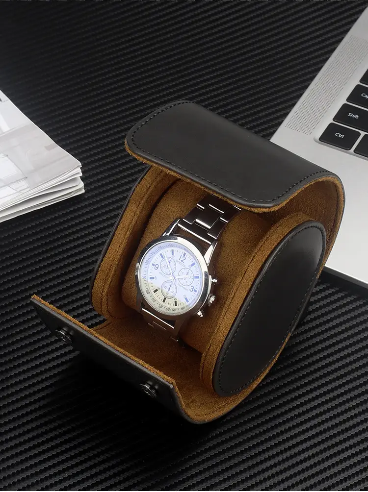 Men's Pu Leather Watch Box with Pillow Storage — feature 5