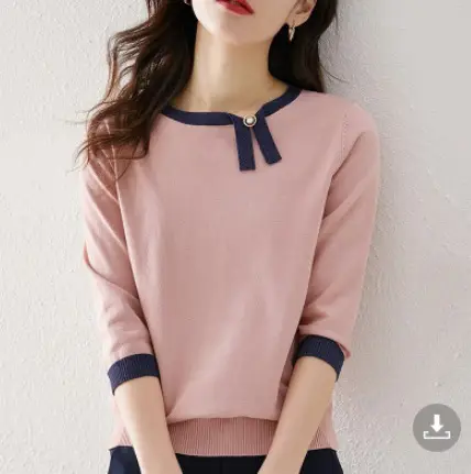 Women's Color Block Asymmetrical T-Shirt with 3/4 Sleeves - Image 4