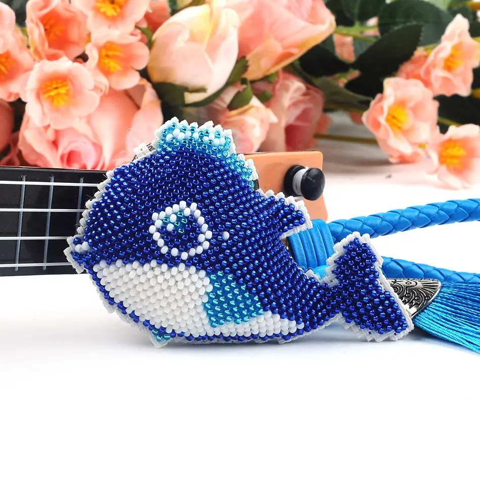 Blue Beaded Ocean Cartoon Key Chain with Tassel - Image 4