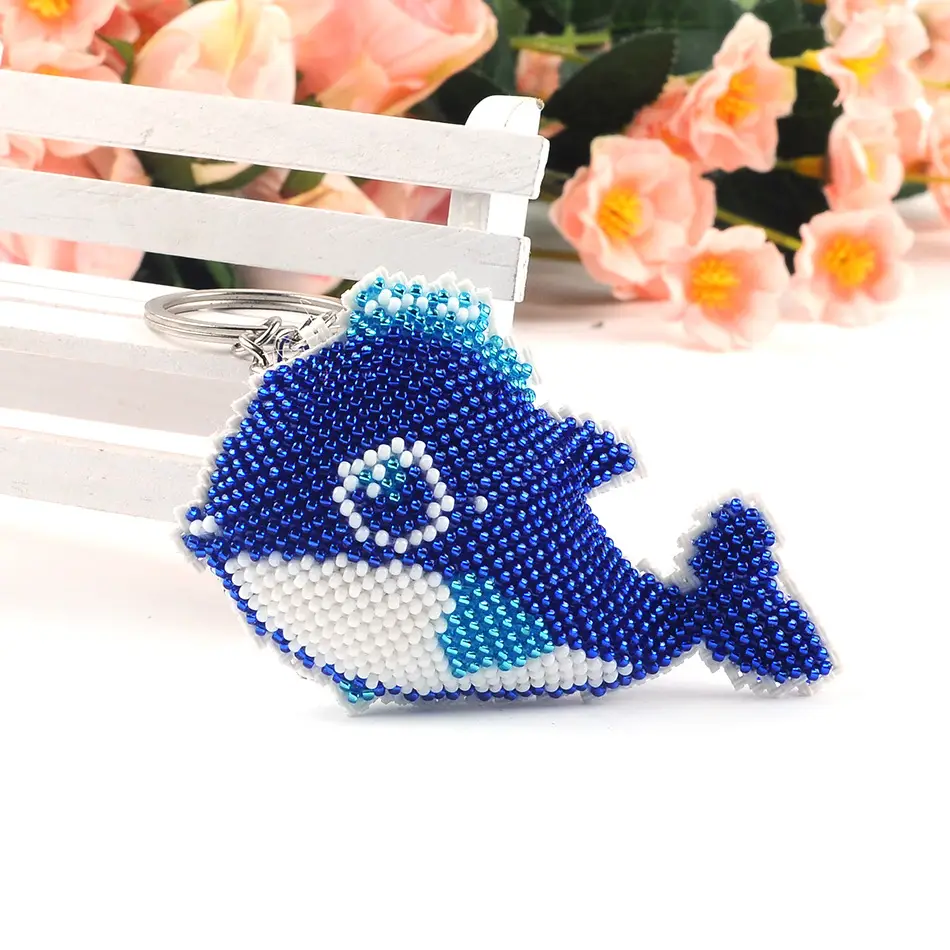 Blue Beaded Ocean Cartoon Key Chain with Tassel — feature 9