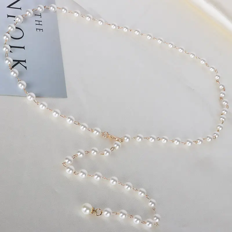 Silver Pearl Beaded Belt for Women Summer Wear