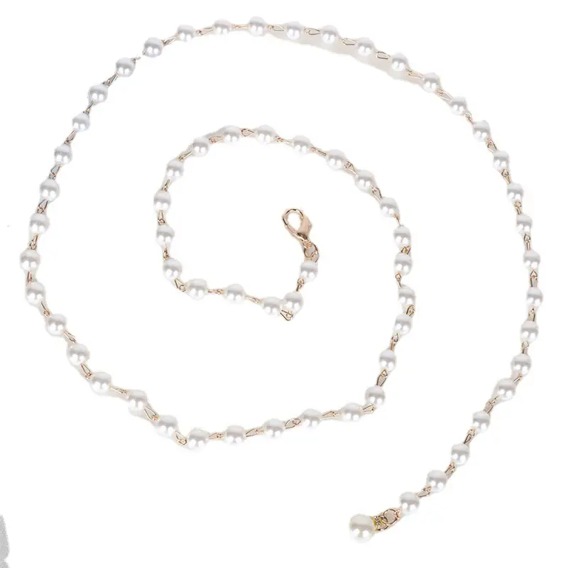 Silver Pearl Beaded Belt for Women Summer Wear