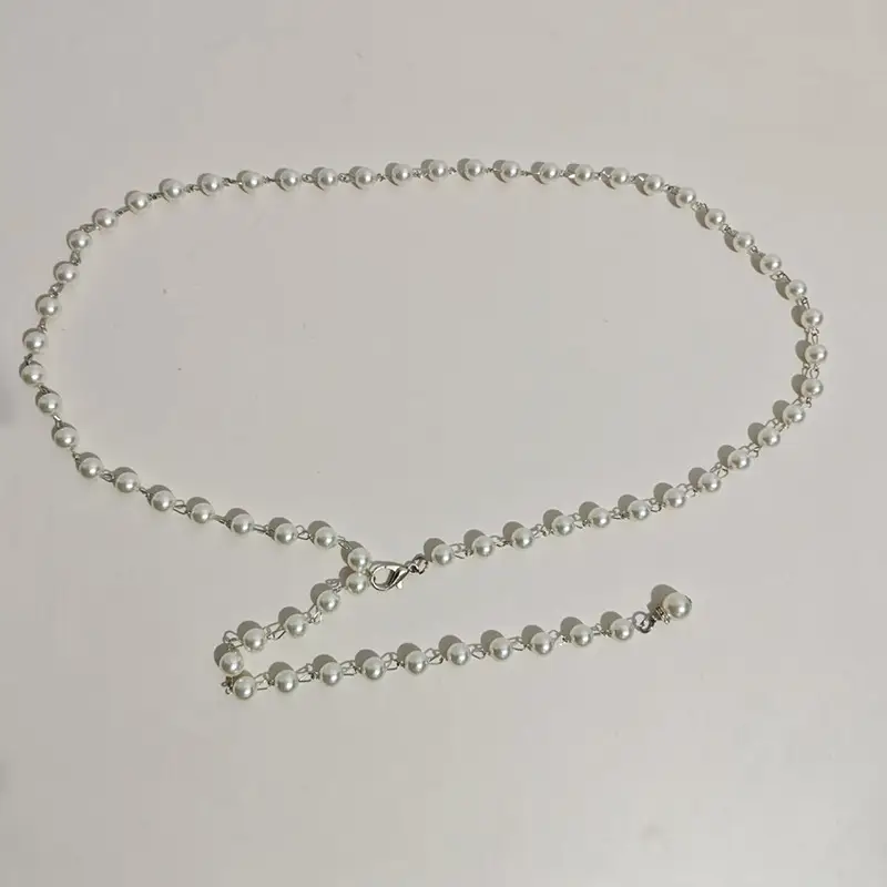 Silver Pearl Beaded Belt for Women Summer Wear