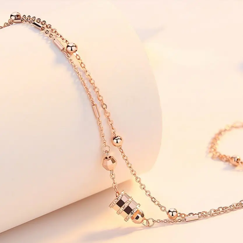Rose Gold Double Layer Transfer Bead Bracelet for Women - Image 3