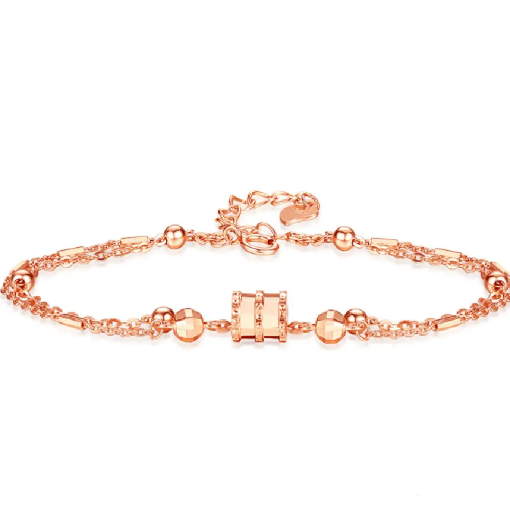 Rose Gold Double Layer Transfer Bead Bracelet for Women - Image 6