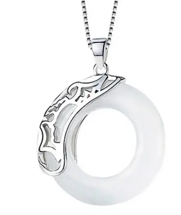 Chinese Dragon & Phoenix Couple Necklace Set Silver Black - Image 5