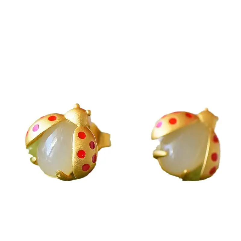 Cute Ladybug Earrings Set S925 Sterling Silver