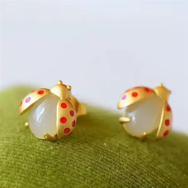 Cute Ladybug Earrings Set S925 Sterling Silver — feature 1