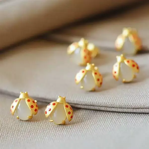 Cute Ladybug Earrings Set S925 Sterling Silver — feature 2