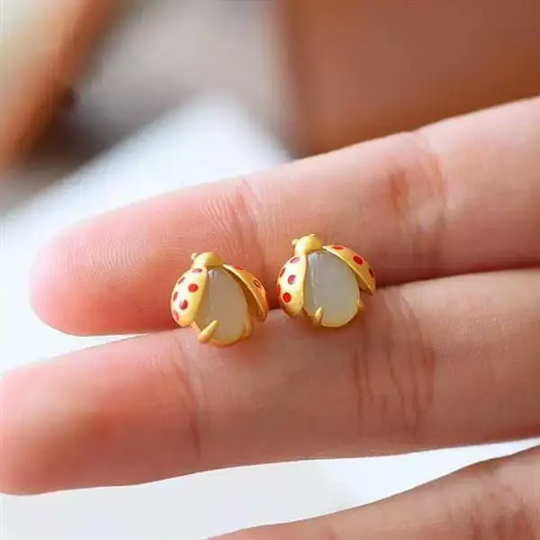 Cute Ladybug Earrings Set S925 Sterling Silver — feature 5