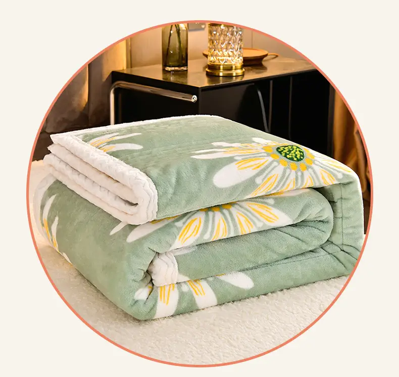 New Pink Three-Layer Lamb Fleece Blanket for Home — feature 11