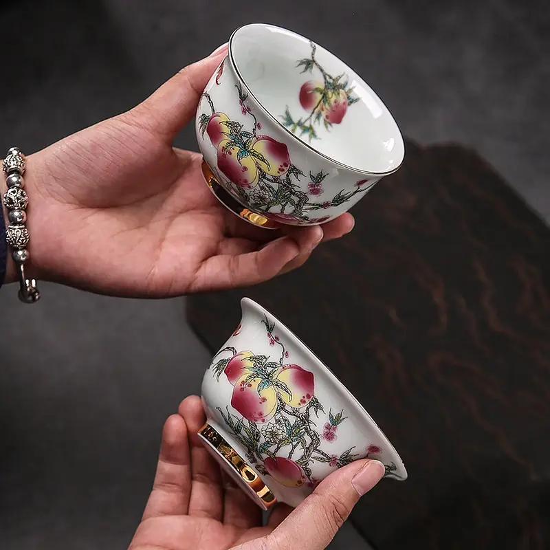 Antique Flower Glaze Tea Cup Large Master Cup - Image 7
