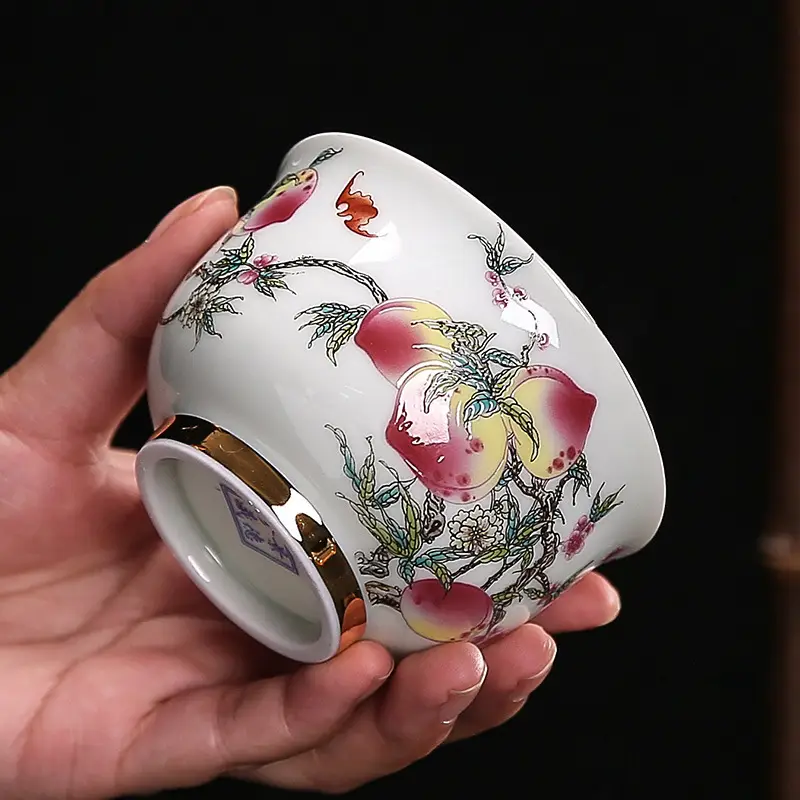 Antique Flower Glaze Tea Cup Large Master Cup - Image 8