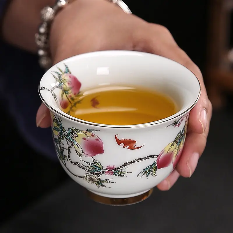 Antique Flower Glaze Tea Cup Large Master Cup - Image 9