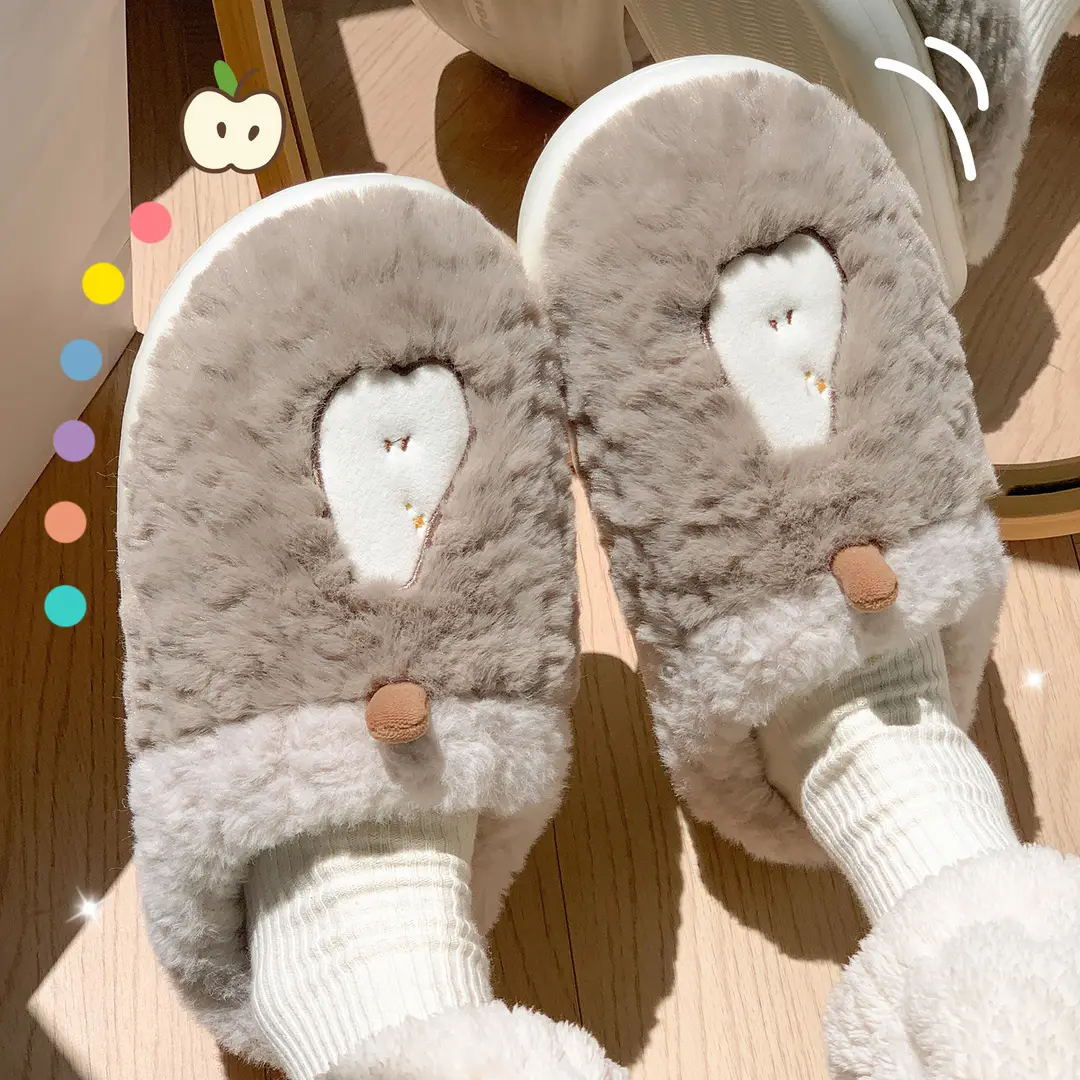 Cotton slippers women's cute autumn and winter home non-slip home Mao Mao warm couple cartoon slippers men's winter wholesale
