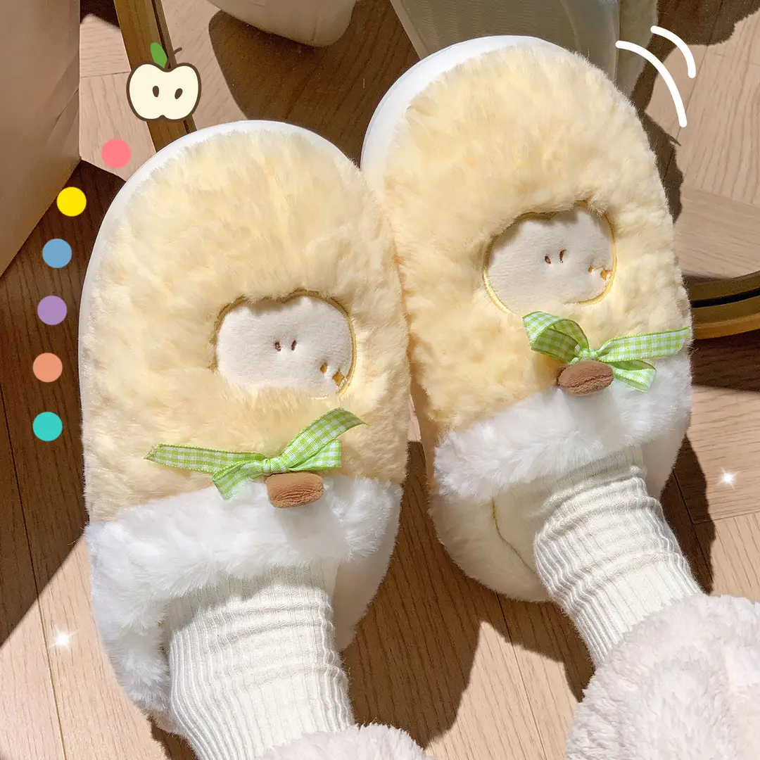 Cotton slippers women's cute autumn and winter home non-slip home Mao Mao warm couple cartoon slippers men's winter wholesale