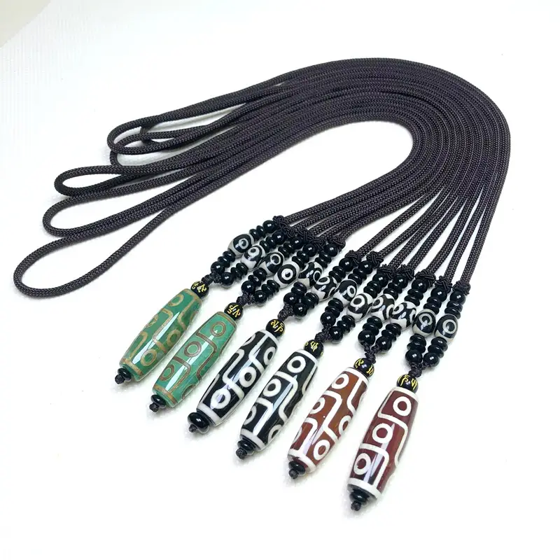 Xizang Agate Necklace with 9 Eye Beads Black - Image 5