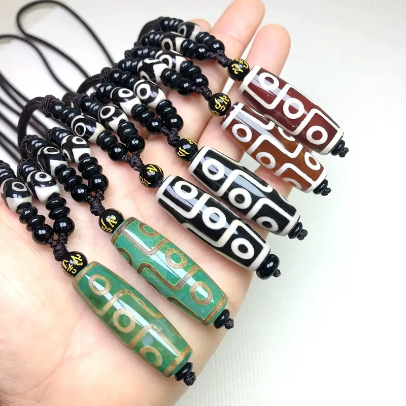 Xizang Agate Necklace with 9 Eye Beads Black - Image 6