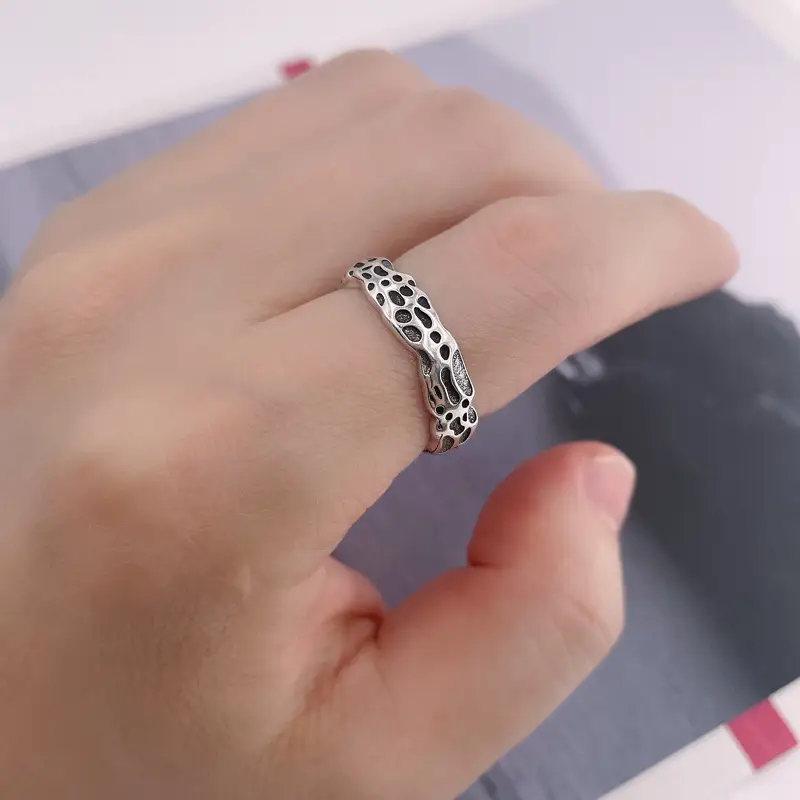 925 Silver Open Moon Couple Ring for Men Women - Image 2