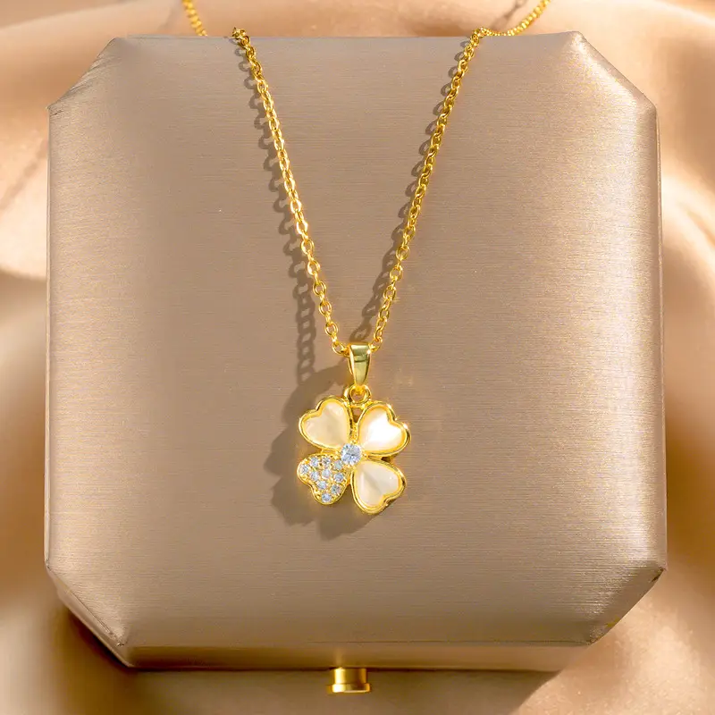18K Gold Plated Flower Necklace for Women - Image 2