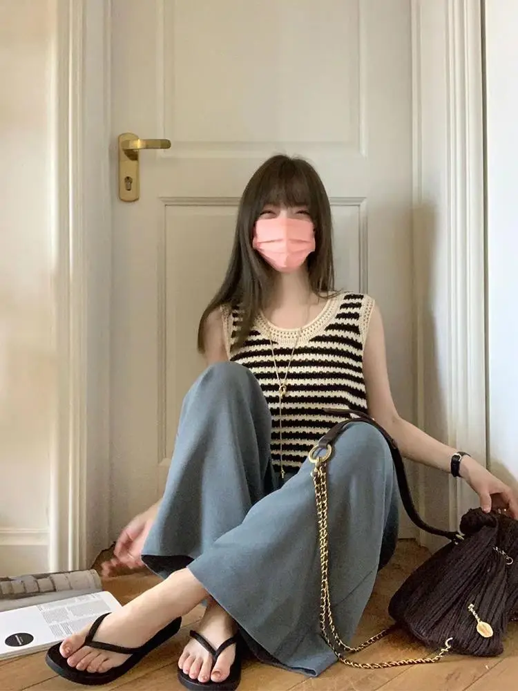 Women's Striped Knitted Vest Summer Wear Ice Silk Thin - Image 6