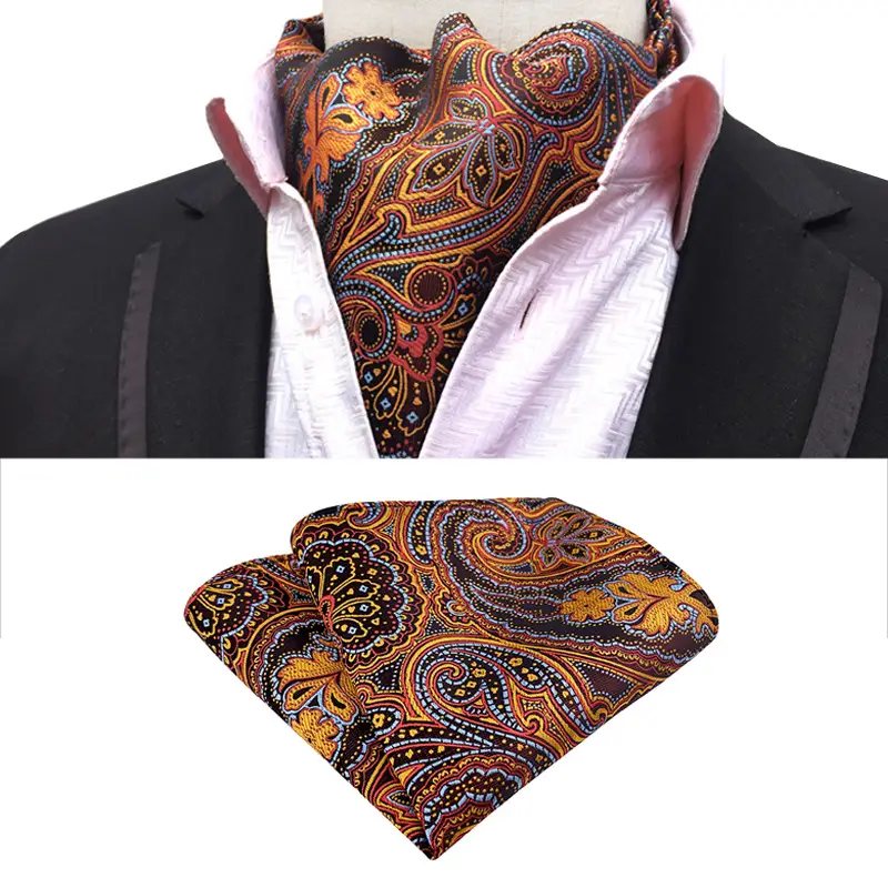 Men's Polyester Scarf Set Red Patterned Tie Square Scarf - Image 24