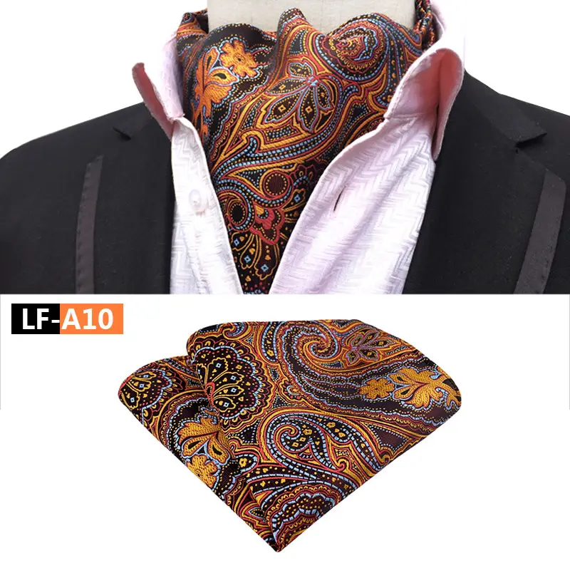 Men's Polyester Scarf Set Red Patterned Tie Square Scarf - Image 10