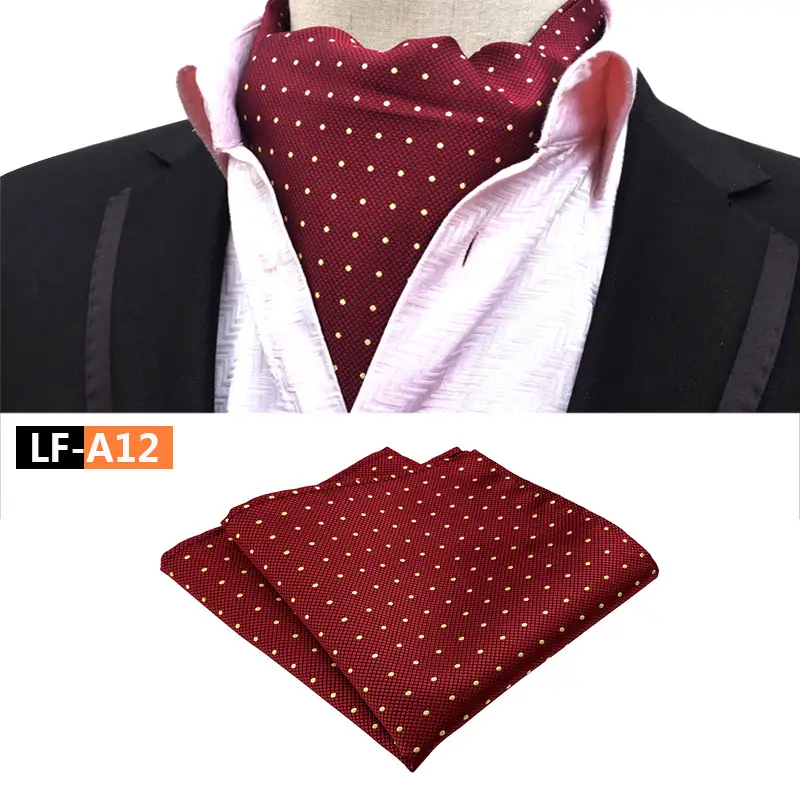 Men's Polyester Scarf Set Red Patterned Tie Square Scarf - Image 12