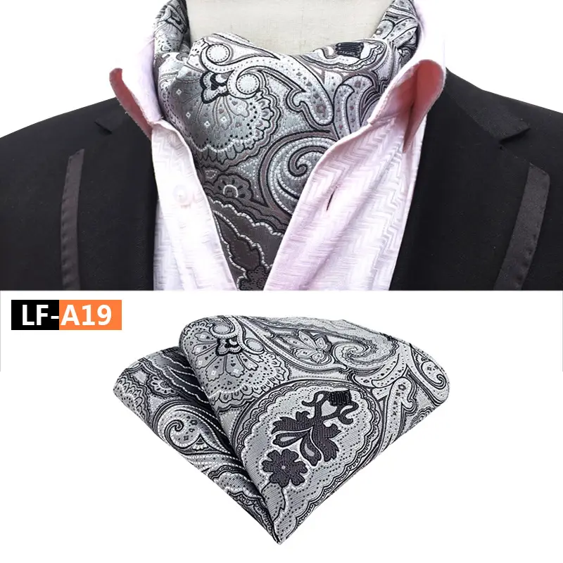 Men's Polyester Scarf Set Red Patterned Tie Square Scarf - Image 19