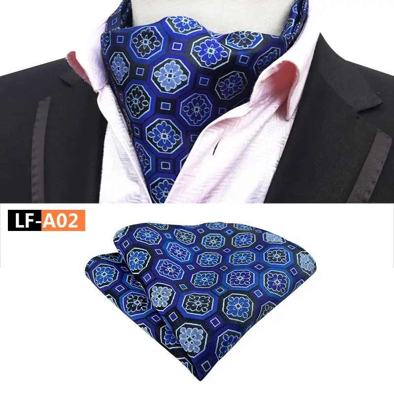 Men's Polyester Scarf Set Red Patterned Tie Square Scarf - Image 2