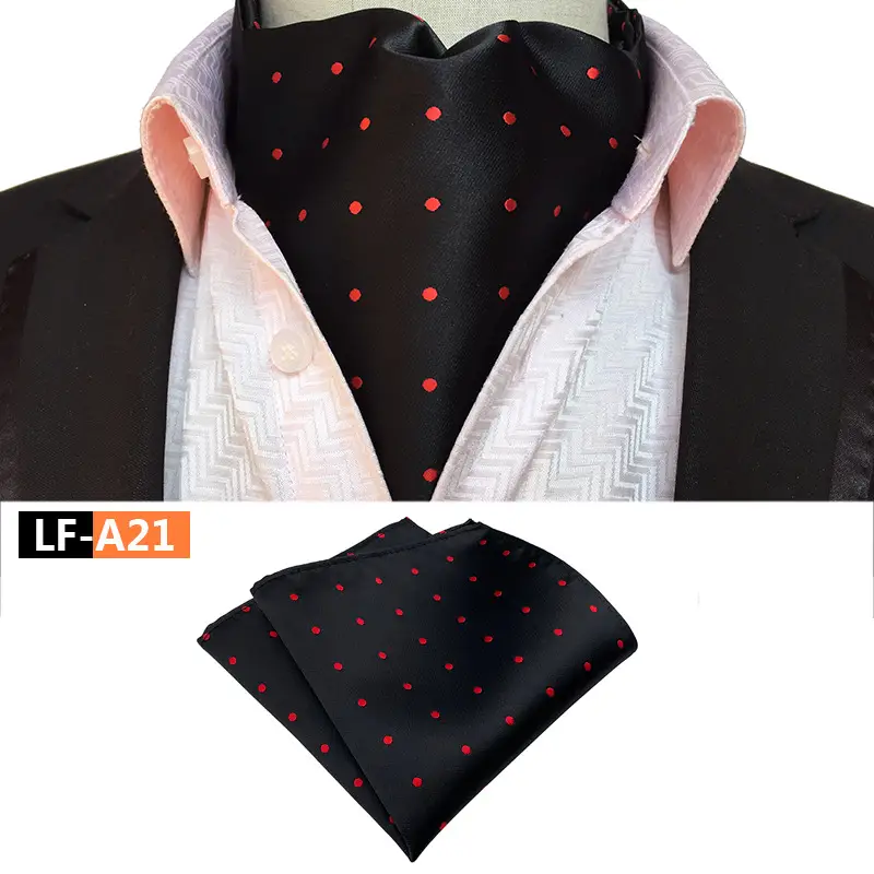 Men's Polyester Scarf Set Red Patterned Tie Square Scarf - Image 21