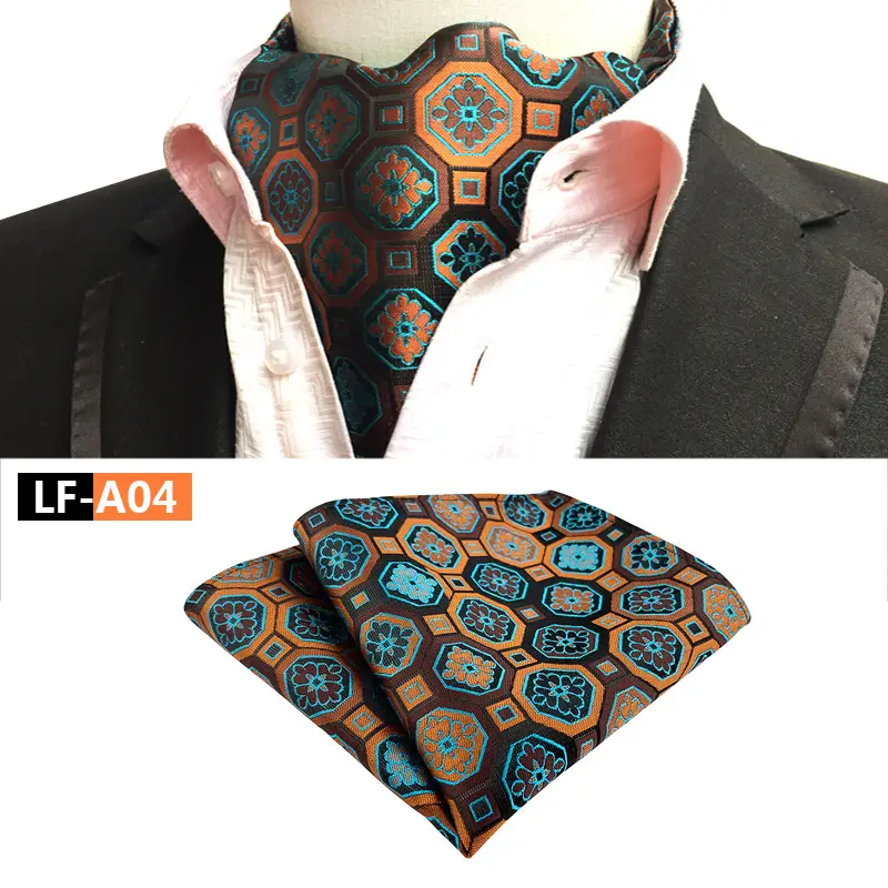 Men's Polyester Scarf Set Red Patterned Tie Square Scarf - Image 4