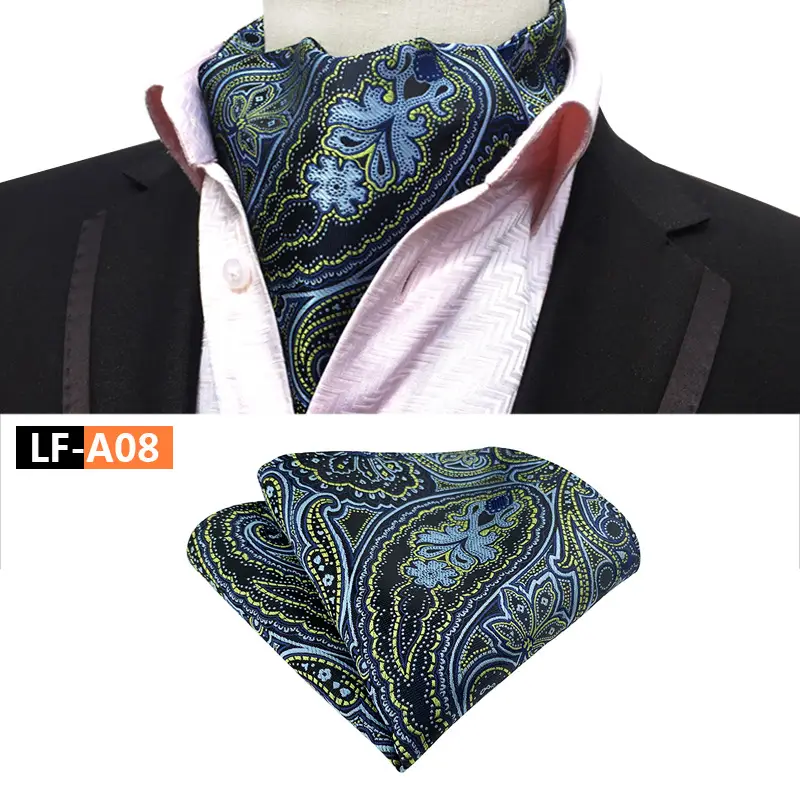 Men's Polyester Scarf Set Red Patterned Tie Square Scarf - Image 8