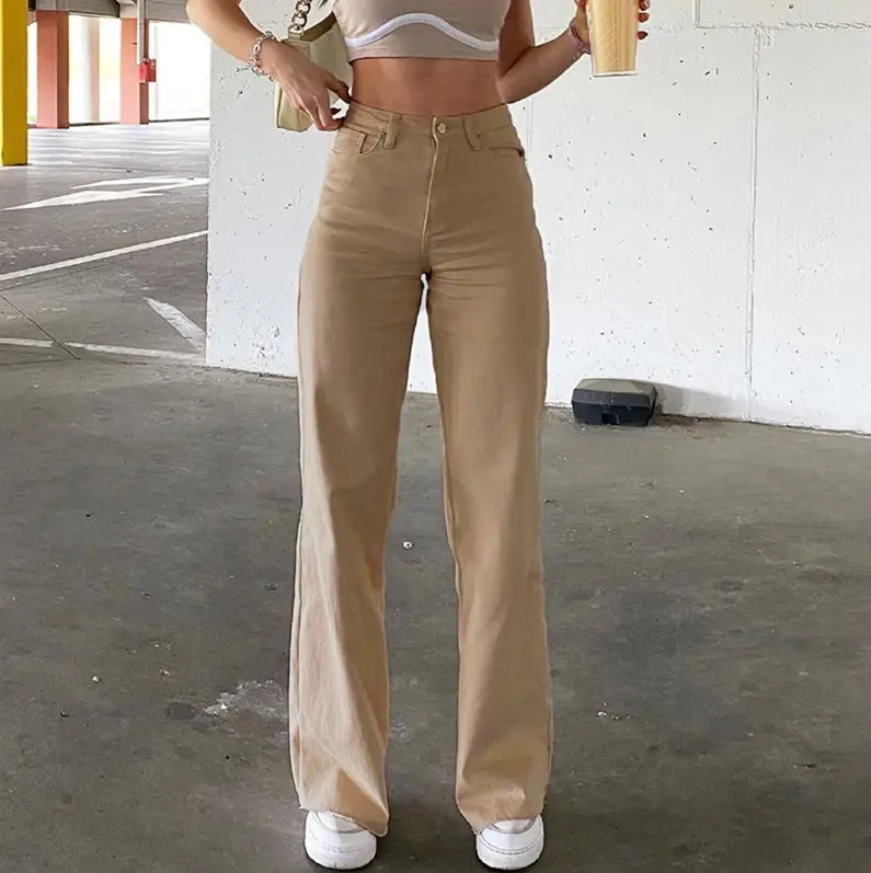 Solid Color Slim Fit High Waist Jeans for Women — feature 8