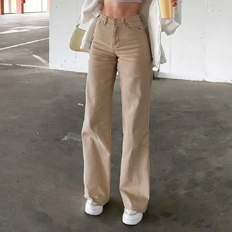 Solid Color Slim Fit High Waist Jeans for Women — feature 5