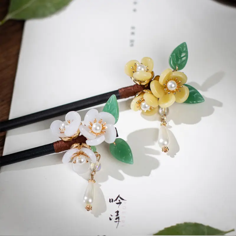 Glazed Flower Cheongsam Tassel Hairpin - Image 4