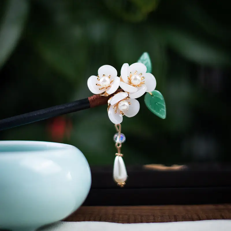 Glazed Flower Cheongsam Tassel Hairpin - Image 5