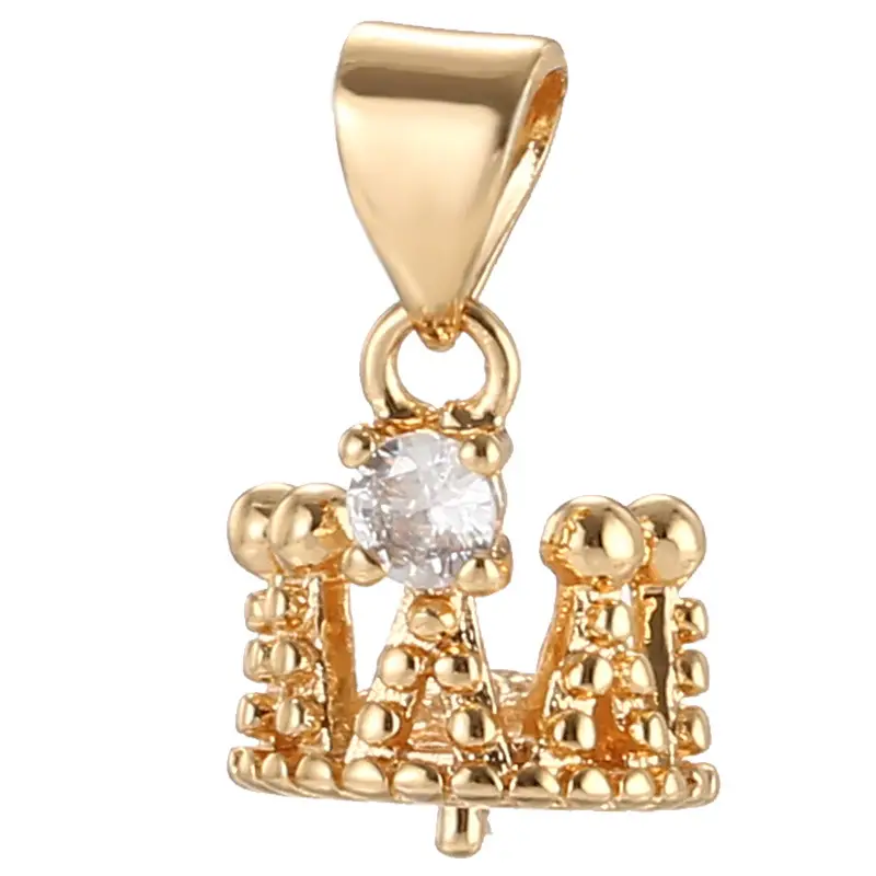 Crown Pearl Pendant with Empty Support & White Gold Beads - Image 7