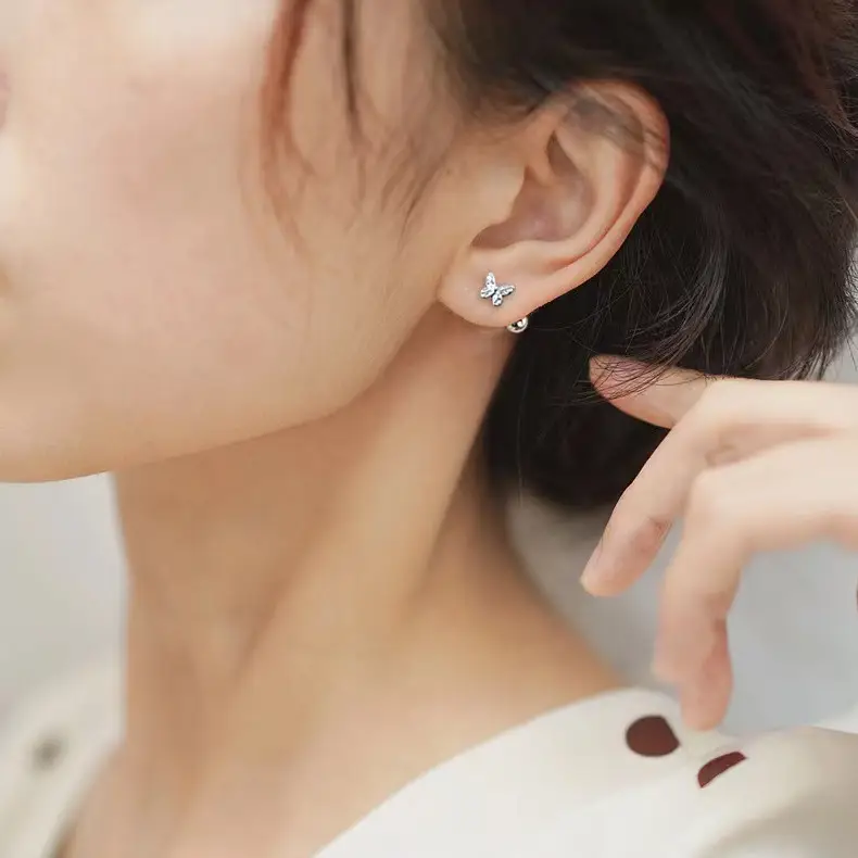 Sterling Silver Butterfly Earrings for Women - Image 2