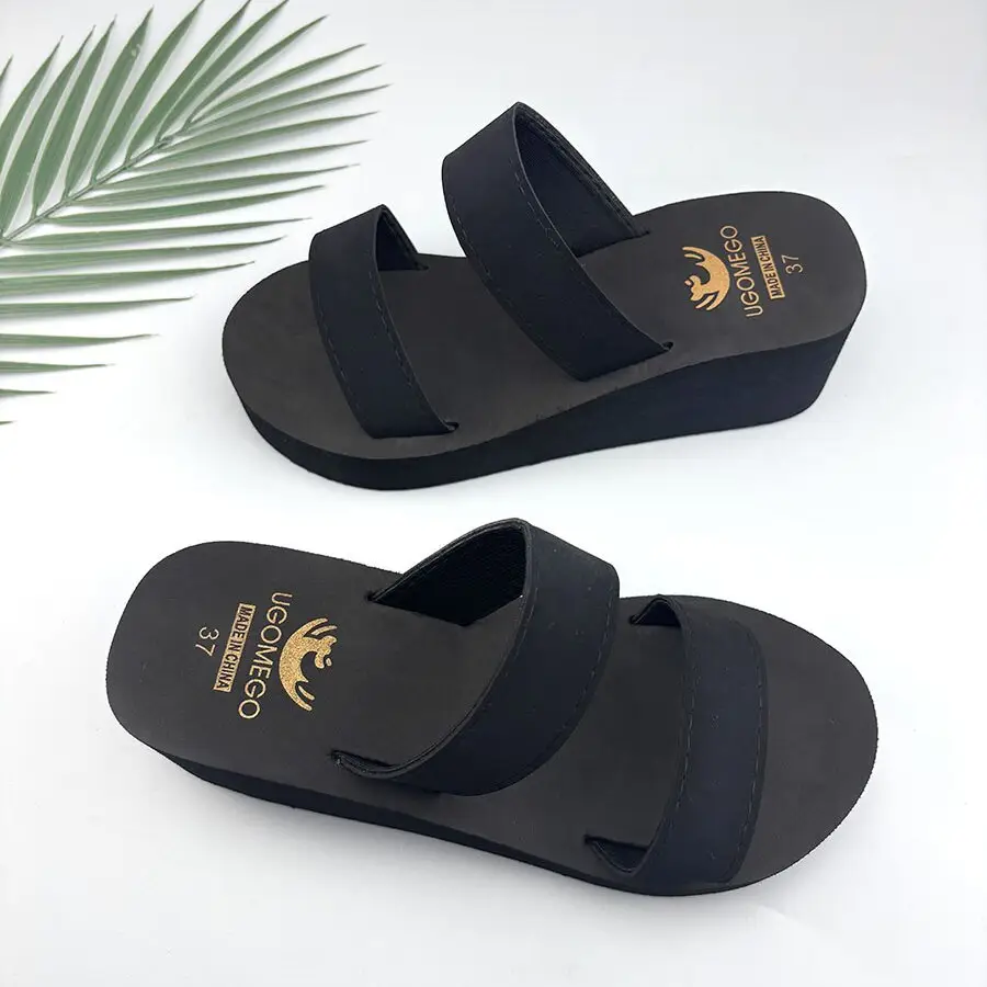 Women's Navy Wedge Sandals Summer Beach Wear - Image 4