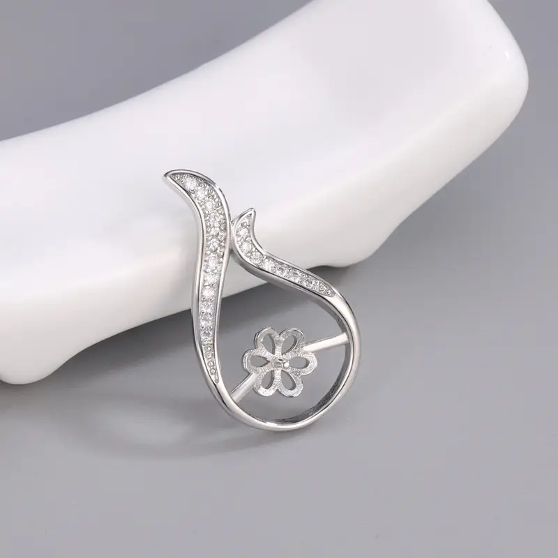 Gold Floral Cross Pendant with Crystal Flower Design - Image 4