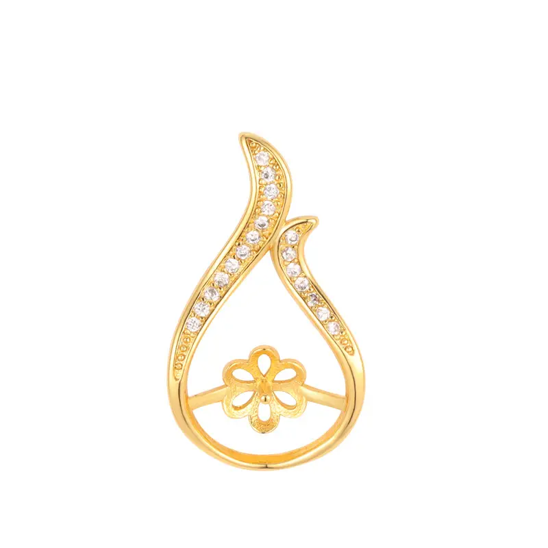 Gold Floral Cross Pendant with Crystal Flower Design - Image 7