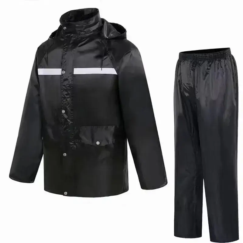 Men Raincoat Set Black Oxford Cloth Full Body Waterproof - Image 6